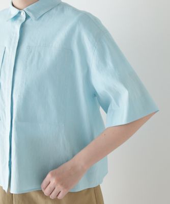 ◆コットンリネンシャンブレーハーフスリーブボックスシャツ（０７７５１１０５０１）