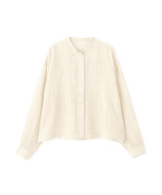 ◆ラミーバンドカラーギンガムシャツブラウス（０７７５１１０５０７）