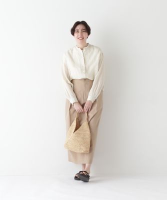 ◆ラミーバンドカラーギンガムシャツブラウス（０７７５１１０５０７）