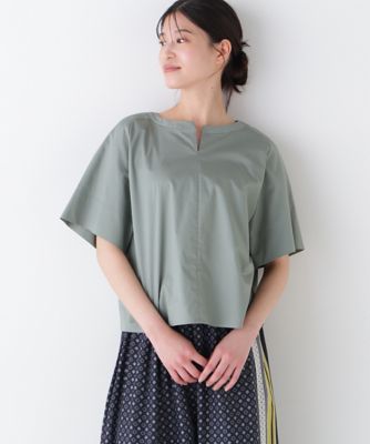 【SALE】human woman (Women)/ヒューマンウーマン ボックスシルエットキーネックブラウス(0775110601) ライトグリーン130 トップス【三越伊勢丹/公式】
