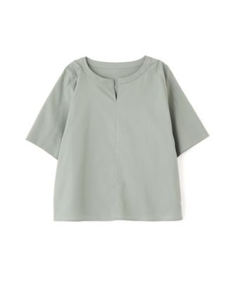 FEMMENT◆50/1ストレッチストライプケープスリーブキーネックブラウス/1/WHT/LS01-659 FEMMENT（ファモン）の「【FEMMENT(ファモン)】50/1ストレッチ