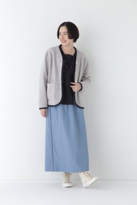 ◆マットツイル脇配色ラインスカート（０７７５１２０１０１）