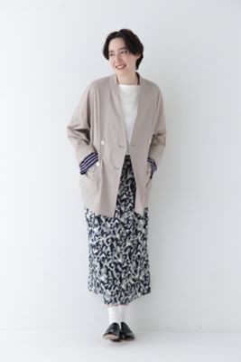 ◆レーヨン麻キャンバスカモジオメトリックＰＴタックコクーンスカート（０７７５１２０３００）
