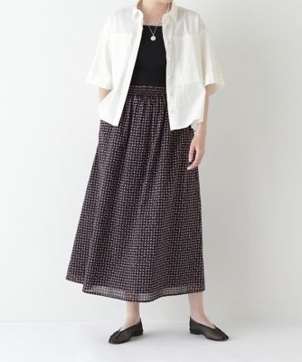 【SALE】human woman (Women)/ヒューマンウーマン プリントギャザーフレアースカート(0775120501) ネイビー123 ロングスカート【三越伊勢丹/公式】