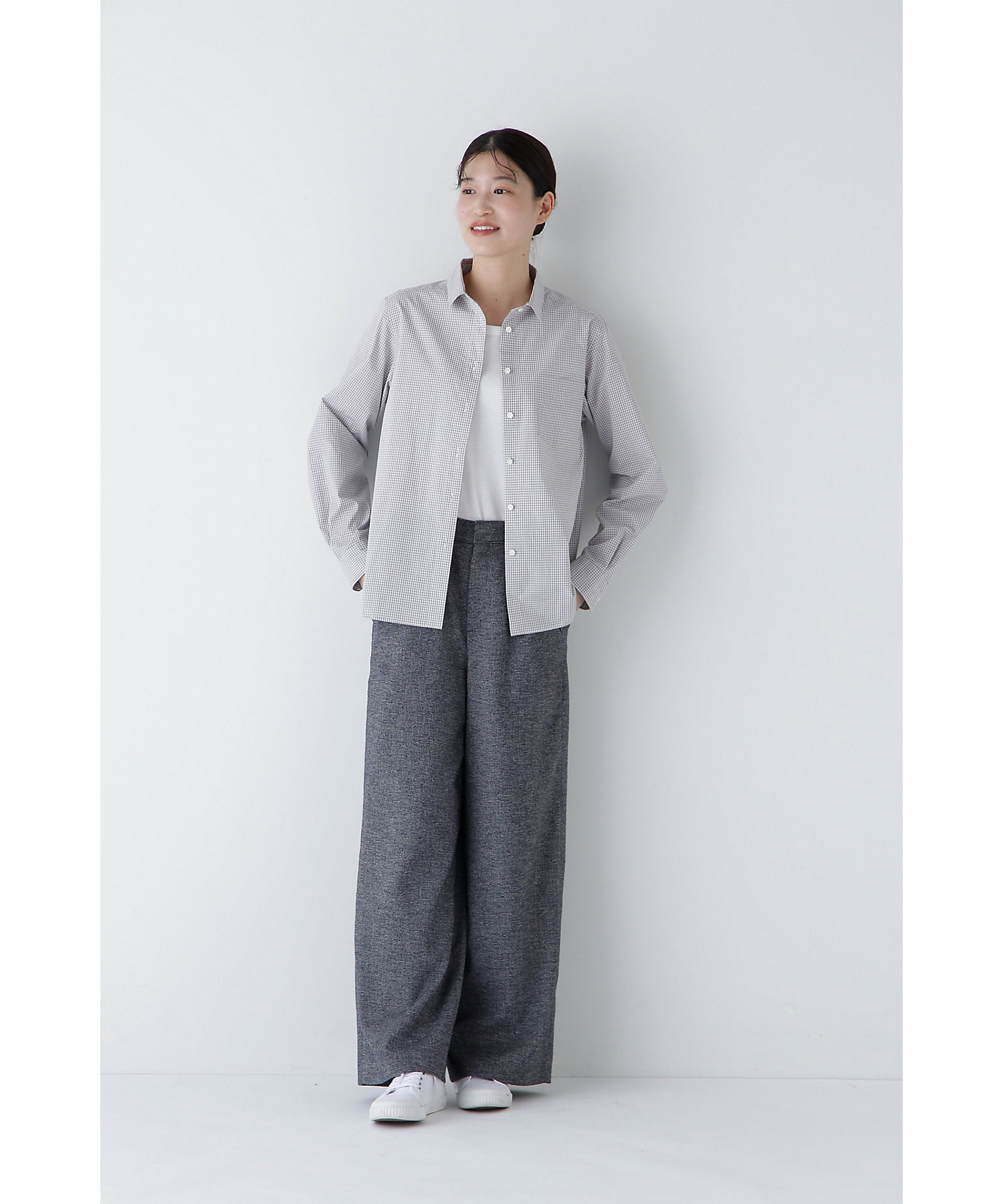 ◇リングミックスツィードセミワイドパンツ ◇リングミックスツィードセミワイドパンツ