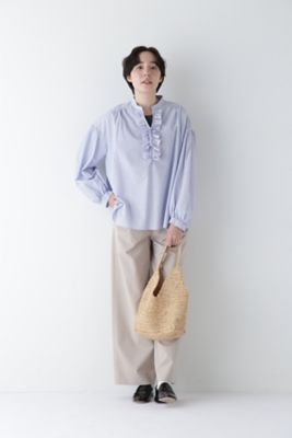 ◆Ｐレーヨン麻ポプリンマーベルトセミワイドパンツ（０７７５１３０３０２）