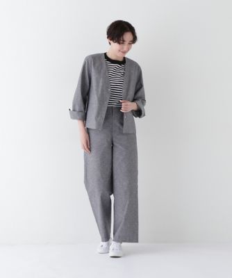◆綿麻シャンブレーセミワイドパンツ（０７７５１３０４０４）
