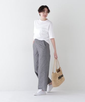 ◆綿麻シャンブレーセミワイドパンツ（０７７５１３０４０４）