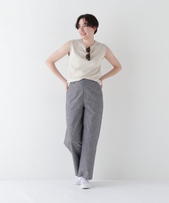 ◆綿麻シャンブレーセミワイドパンツ（０７７５１３０４０４）