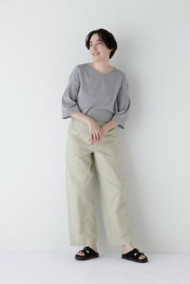 ◆綿麻シャンブレーセミワイドパンツ（０７７５１３０４０４）