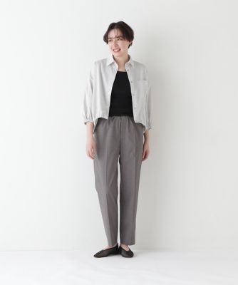 ◆ポプリンストレッチドローストリングテーパードパンツ（０７７５１３０５０２）