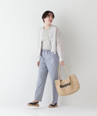 ◆ポプリンストレッチドローストリングテーパードパンツ（０７７５１３０５０２）