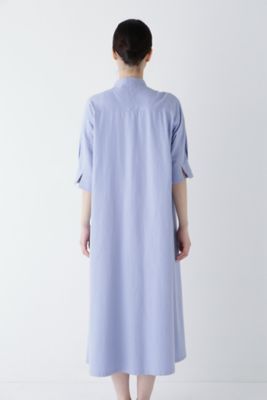 ◆コットンヘンプサテンハーフスリーブバンドカラーワンピース（０７７５１４０４０１）