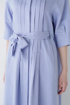 ◆コットンヘンプサテンハーフスリーブバンドカラーワンピース（０７７５１４０４０１）