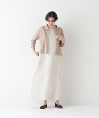 ◆リネンボートネックロングワンピース（０７７５１４０５００）