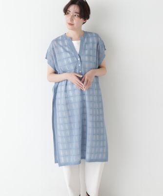 あおい【美品】ヒューマンウーマン シアーチェック ロングワンピース ◇シアーチェックニットワンピース（0775147500