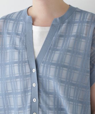 あおい【美品】ヒューマンウーマン シアーチェック ロングワンピース ◇シアーチェックニットワンピース（0775147500