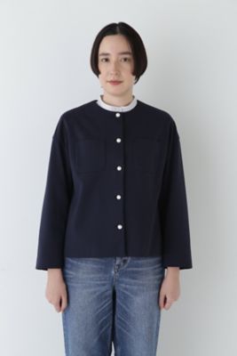 ◆ストレッチポンチノーカラーパールボタンジャケット（０７７５１５０１０１）