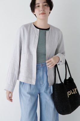 ＜human woman (Women)＞◆ハードマンリネンノーカラージップブルゾン（０７７５１５５４００）