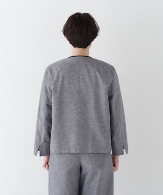 ◆綿麻シャンブレーＶネックブルゾン（０７７５１５５４０３）