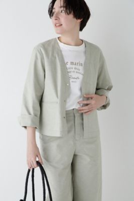 ◆綿麻シャンブレーＶネックブルゾン（０７７５１５５４０３）