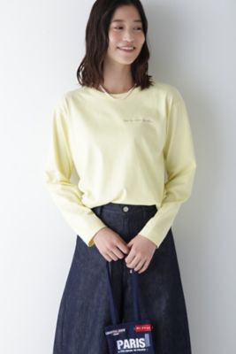 【SALE】human woman (Women)/ヒューマンウーマン ロゴエンブロイダリーロングスリーブTシャツ(0775160203) イエロー060 トップス【三越伊勢丹/公式】