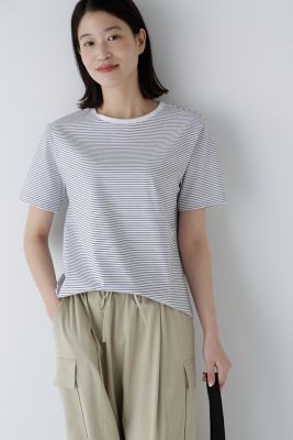 human woman (Women)/ヒューマンウーマン ◆半袖Tシャツボーダーオーガニック綿天竺(0775160314)