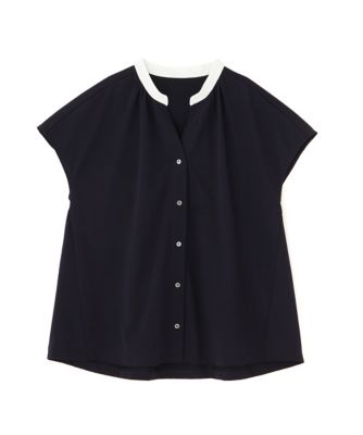 ◆フレンチスリーブカットソークレリックブラウス（０７７５１６０６０１）