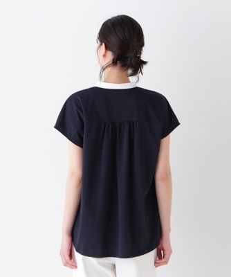 ◆フレンチスリーブカットソークレリックブラウス（０７７５１６０６０１）