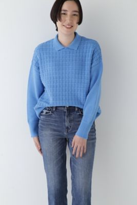 ◆バルキーコットン混リンクス柄ポロプルオーバー（０７７５１７０１０３）