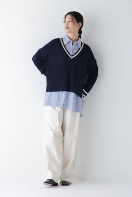 ◇2WAYライン入Vネックプルオーバー（0775170205