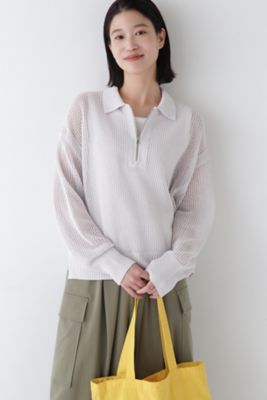 【SALE】human woman (Women)/ヒューマンウーマン テープヤーンメッシュスキッパープルオーバー(0775170303) グレー020 トップス【三越伊勢丹/公式】