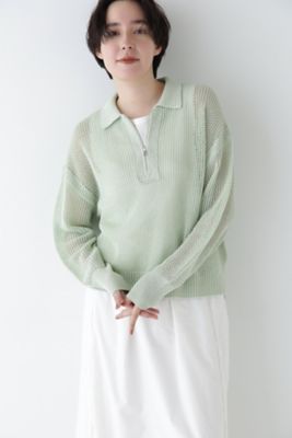 【SALE】human woman (Women)/ヒューマンウーマン テープヤーンメッシュスキッパープルオーバー(0775170303) ライトグリーン130 トップス【三越伊勢丹/公式】