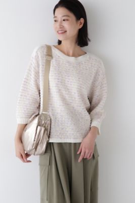 【SALE】human woman (Women)/ヒューマンウーマン MIXヤーンガーターボーダープルオーバー(0775170306) ホワイト030 トップス【三越伊勢丹/公式】