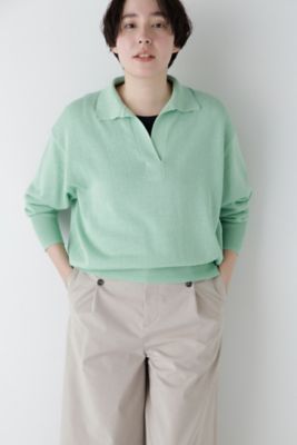 【SALE】human woman (Women)/ヒューマンウーマン ペーパーヤーンセーラーカラートップス(0775170401) ライトグリーン133 【三越伊勢丹/公式】