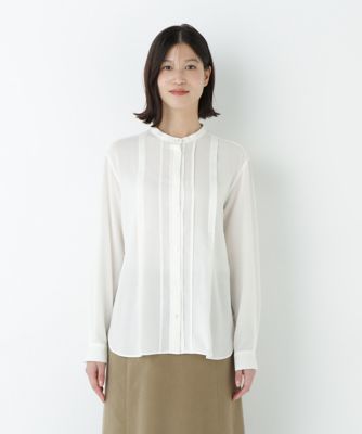 ◇コットンジョーゼットボイルバンドシャツブラウス