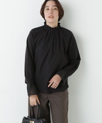 human woman (Women)/ヒューマンウーマン 袖チェックジャカードブラウス(0775210103) ブラック010 トップス【三越伊勢丹/公式】