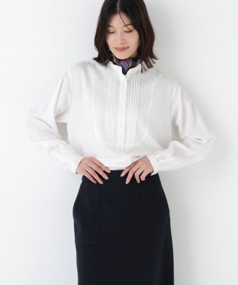 ＜human woman (Women)＞◆ピンタックバンドカラーブラウス（０７７５２１０２０３）
