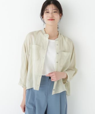 ◆ラミーバンドカラーシャツブラウス（０７７５２１０７０４）
