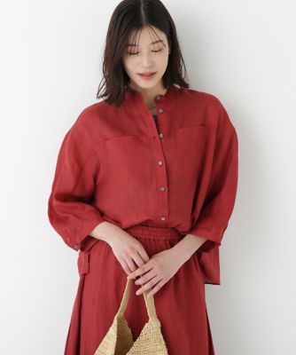 ＜human woman (Women)＞◆ラミーバンドカラーシャツブラウス（０７７５２１０７０４）