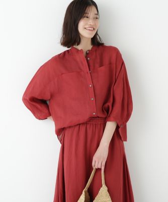 ◆ラミーバンドカラーシャツブラウス（０７７５２１０７０４）