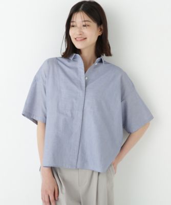 【SALE】human woman (Women)/ヒューマンウーマン コットンストライプボックスシャツ(0775210705) ブルー113 トップス【三越伊勢丹/公式】