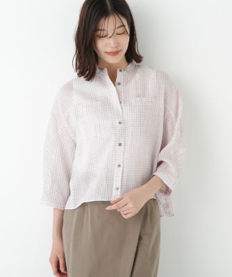 ＜human woman (Women)＞◆ラミーバンドカラーチェックシャツブラウス（０７７５２１０７０８）