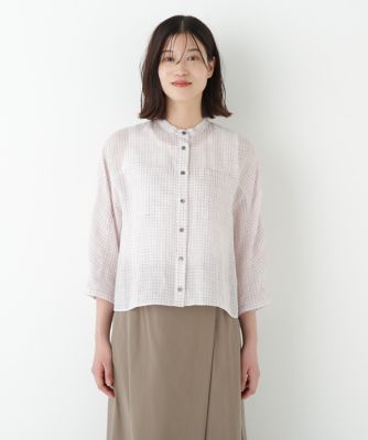 ◇ラミーバンドカラーチェックシャツブラウス（0775210708