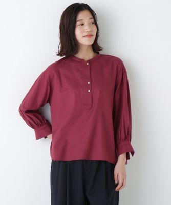 human woman (Women)/ヒューマンウーマン 綿シルクスキッパーブラウス(0775210806) ワイン070 トップス【三越伊勢丹/公式】