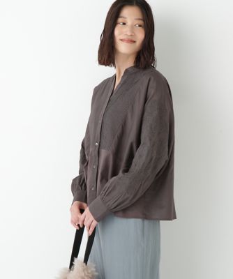 【SALE】human woman (Women)/ヒューマンウーマン インドコットンボイルアップリケブラウス(0775210808) グレー021 トップス【三越伊勢丹/公式】
