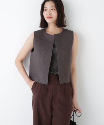 【SALE】human woman (Women)/ヒューマンウーマン インドコットンボイルキルティングジレ(0775210809) グレー021 トップス【三越伊勢丹/公式】