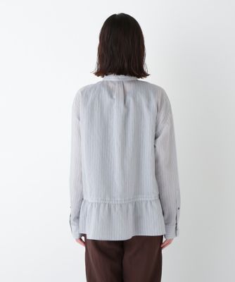 アーツ＆サイエンス 17SS ストライプスリップオンブラウス セール】〈洗濯機可能〉レース 切替 ストライプ シャツ（シャツ
