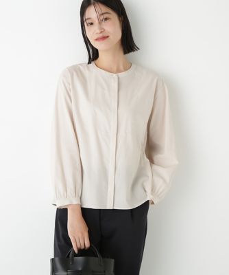 ＜human woman (Women)＞◆チューインローンブラウジングノーカラーシャツブラウス（０７７５２１０９０７）