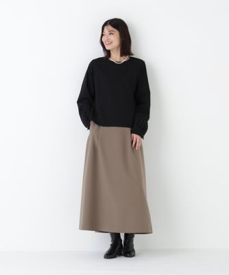 76年マリンーズカードコレクション 20％off】リネンライク×シアースカート(ブラック×アイボリー